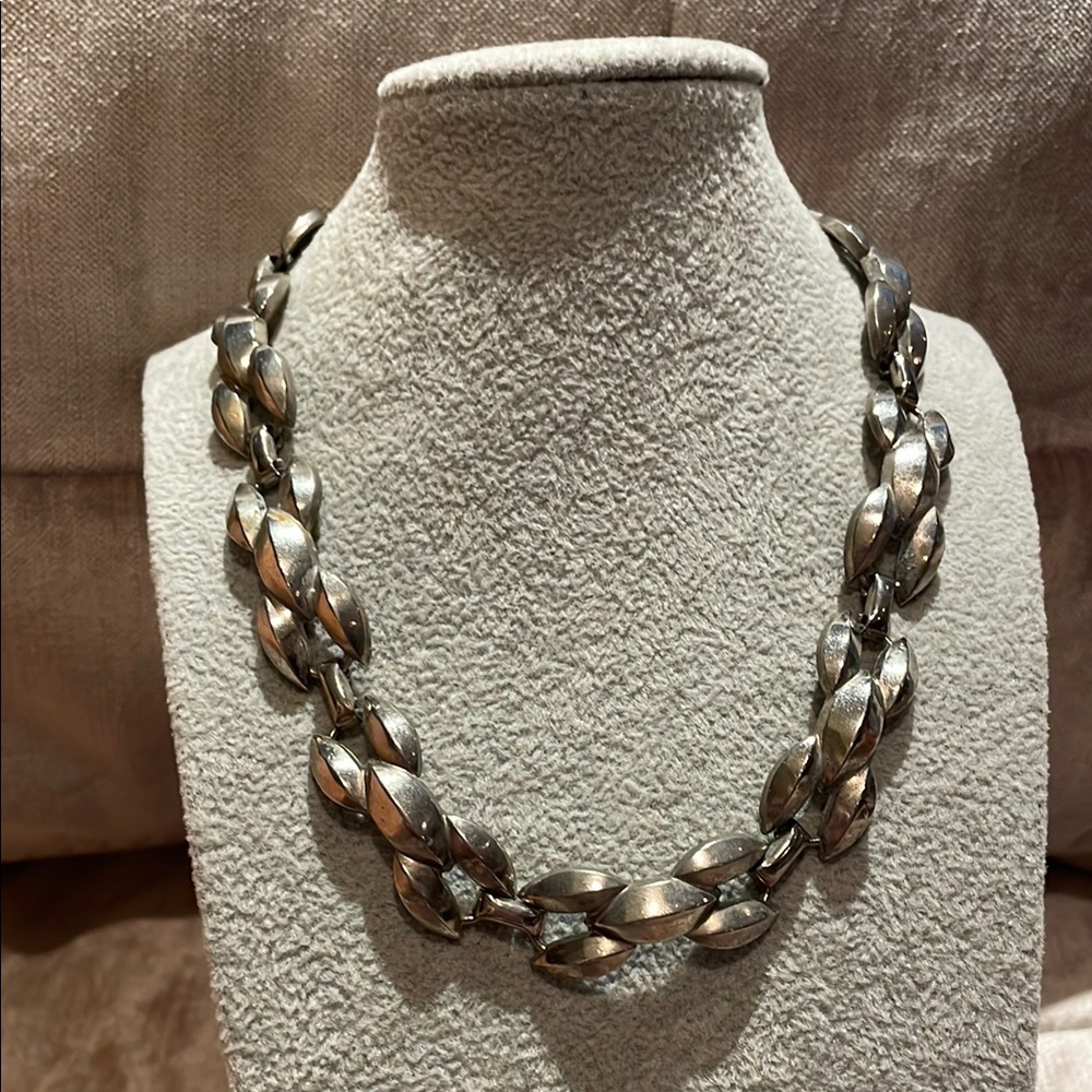 Vintage Chunky Silver Chain Necklace 14” Choker